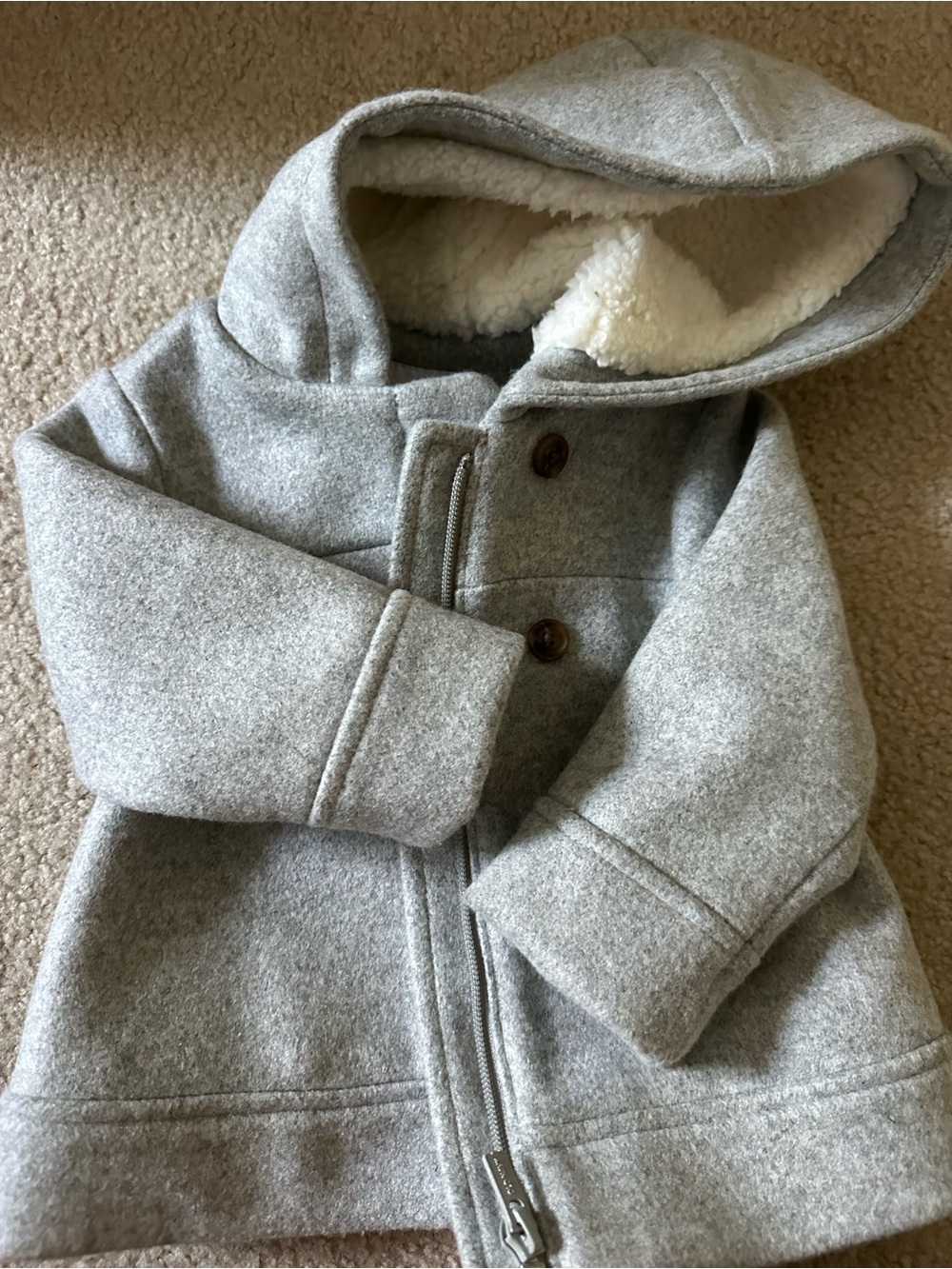 Old Navy Light Gray Pea Coat with Hood